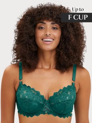 Sans Complexe Prima Underwire Unlined Scalloped Lace Bra sizes 10-18 in C to F cups Storm