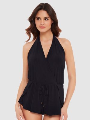 Magicsuit Bianca Halter Loose Fit Romper Style Swimsuit Black