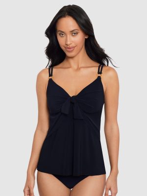 Magicsuit Obi One Akikio Knot Detail Loose Fit Tankini Top Black