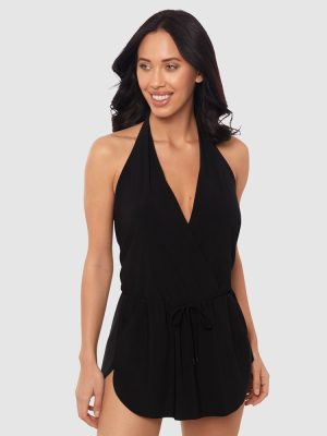 Magicsuit Ellie Shaping Halter Swimdress With Pockets Black