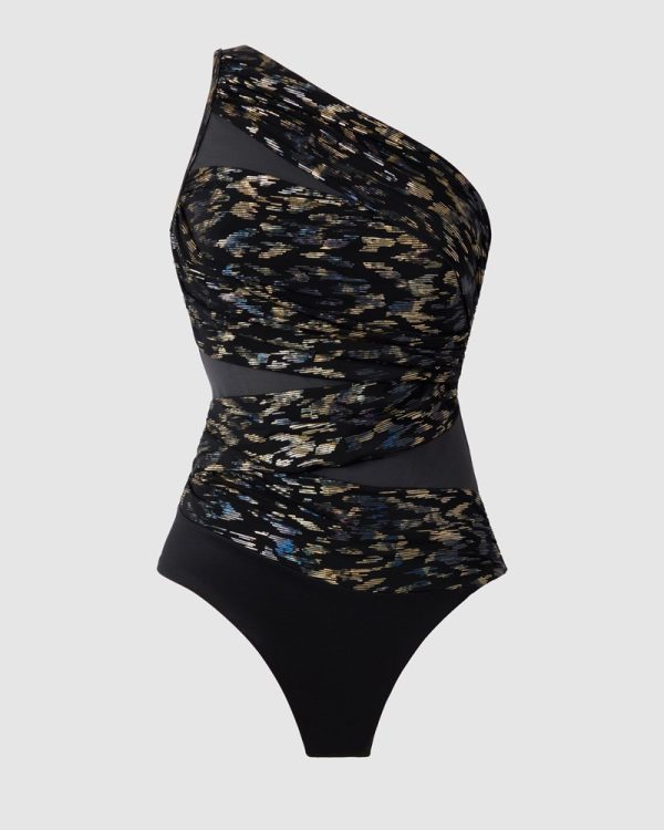 Miraclesuit Sparkle Plenty Jena One Shoulder Tummy Control Swimsuit Black multi - Image 2