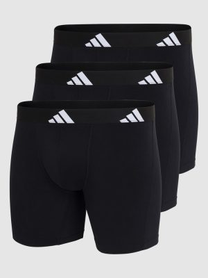 ADIDAS 3 Pack Active Flex Cotton Boxer Brief Underwear Black 000 colourway