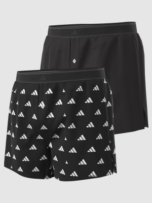 ADIDAS 2 Pack Active Woven Cotton Boxer Underwear/Sleepwear Multi Black