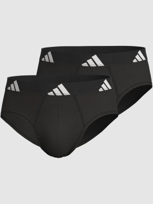 ADIDAS Mens 2 Pack Active Flex Cotton Body Brief Underwear Black 000 colourway