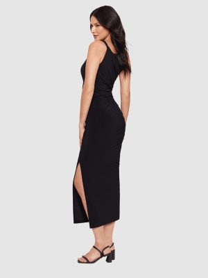 BODY BY MIRACLESUIT Maxi Bodycon Shaping Dress With Side Slit in Black