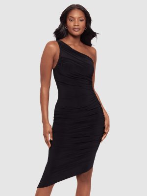 BODY BY MIRACLESUIT Jeni Midi One Shoulder Asymmetric Shaping Dress