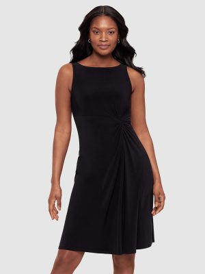 BODY BY MIRACLESUIT Remi Fit and Flair Gathered Waist Shaping Dress in Black