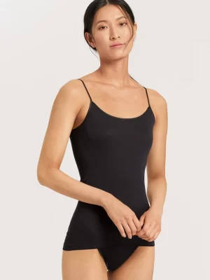 HANRO Cotton Seamless-Spaghetti Top Black