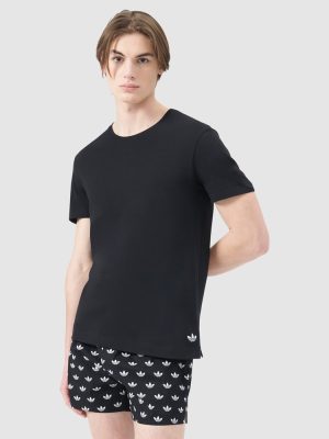 ADIDAS Mens 2 Pack Comfort Core Cotton Crew Neck T-Shirt Black