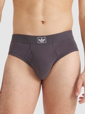 ADIDAS Mens 2 Pack Comfort Cotton Rib Hip Brief Black/Aurora Onix