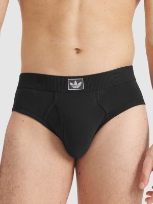 ADIDAS Mens 2 Pack Comfort Cotton Rib Hip Brief Black