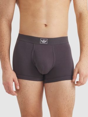 ADIDAS Mens 2 Pack Comfort Cotton Rib Trunk Underwear Black/Aurora Onix