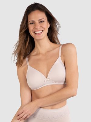 NATURANA Soft & Seamless Wireless Padded T-Shirt Bra in A-D Cups in band sizes 12-20 Beige & White