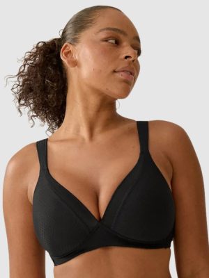 NATURANA Wednesday Jacquard Wireless T-Shirt Bra with Padded Straps in A-D Cups in band sizes 12-20 Beige & Black