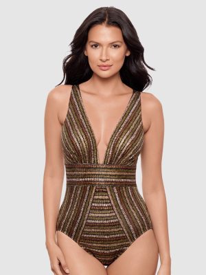 Miraclesuit Sparkle Sands Odyssey Plunge Tummy Control Shaping Swimsuit