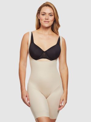CUPID by MIRACLESUIT 	 Shape Away Extra-Firm Cupless Body & Thigh Shaper in Blk & Beige