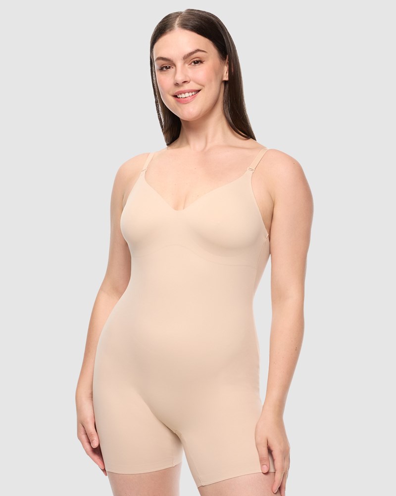 CUPID SHAPEWEAR Dress Rehearsal Mid-Thigh Low Back Shapewear Bodysuit in Beige - Image 12
