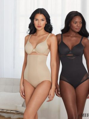 MIRACLESUIT Shape with an Edge High Waist Brief in Black & Beige