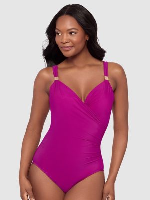 Miraclesuit Razzle Dazzle Siren Crossover Shaping Swimsuit - Framboise