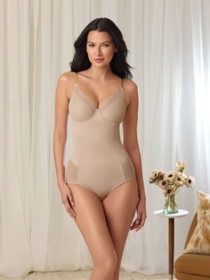 MIRACLESUIT Sexy Sheer Shaping Underwired Padded Bodysuit B-DD body 14-18 in Blk & Beige