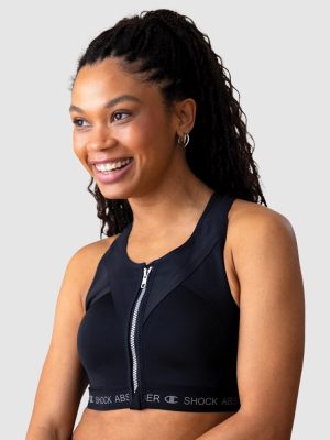 Shock Absorber Infinity Front Close Power Bra in bands 10-16 - B to F cup black
