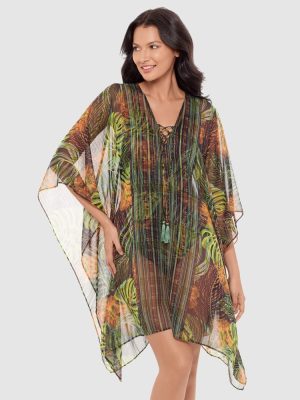 Miraclesuit Sunset Islet Sheer Chiffon Caftan Beach Cover Up