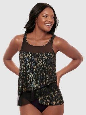 Miraclesuit Sparkle Plenty Mirage Loose Fit Slimming Underwired Tankini Top