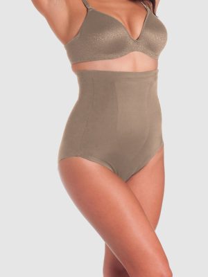 CUPID SHAPEWEAR Just EnoughÂ® Plus Size Ultra High Waist Shaping Brief in Black & Beige