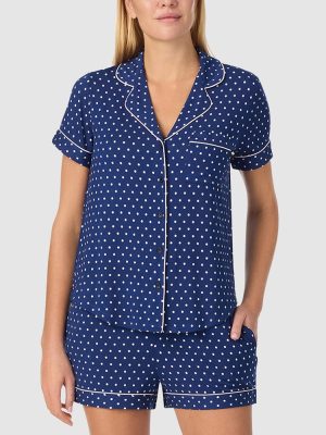 Kate Spade Printed Modal Button Up Short Sleeve Short Pyjama Set (Lexington Dot)