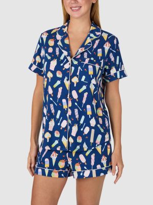 Kate Spade Printed Modal Button Up Short Sleeve Short Pyjama Set (Icy Treats)