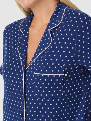 Kate Spade Printed Modal Button Up Short Sleeve Long Pyjama Set (Lexington Dot)