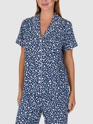 Kate Spade Printed Modal Button Up Short Sleeve Long Pyjama Set (Abstract Spots)