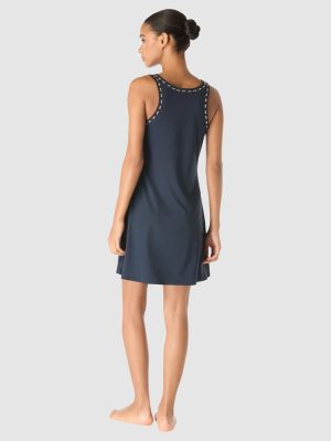 Michael Kors Gold Studded Mini Beach Cover-Up Dress in Navy