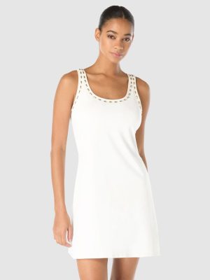 Michael Kors Gold Studded Mini Beach Cover-Up Dress in White