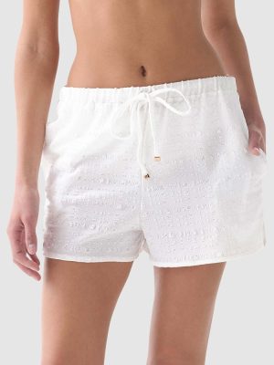 Kate Spade Seersucker Drawstring Waist Beach Shorts in White