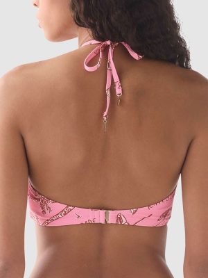 Kate Spade Beachside Ring Detail High Neck Halter Bikini Top in Guava Slice print