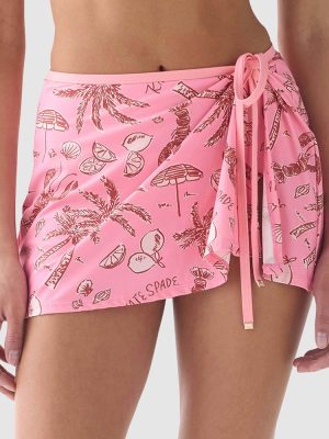 Kate Spade Beachside Mini Beach Wrap Skirt Cover-Up in Guava Slice print