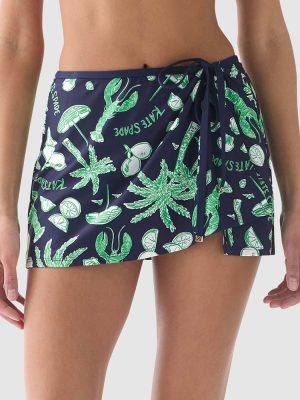 Kate Spade Beachside Mini Beach Wrap Skirt Cover-Up in Planetary Navy