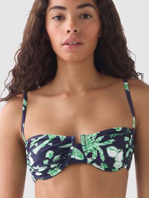 Kate Spade Beachside Ruched Underwired Balconette Bra Bikini Top in Planetary Navy