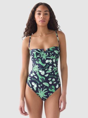 Kate Spade Beachside Open Back Balconette Cup Underwired Swimsuit in Planetary Navy
