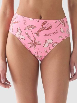 Kate Spade Beachside High Cut High Waist Bikini Bottom in Guava Slice print