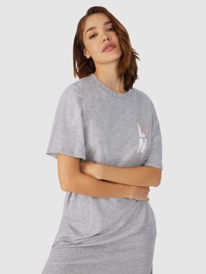 DKNY Cotton & Viscose Jersey Short Sleeve Pyjama Top in Grey Heather