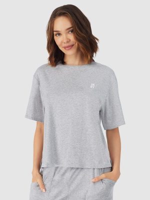 DKNY Cotton Jersey Straight Leg Sleep & Lounge Pant in Grey Heather