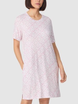 DKNY Logo Print Viscose Jersey Short Sleeve T-Shirt Nightgown in Mauve Logo print