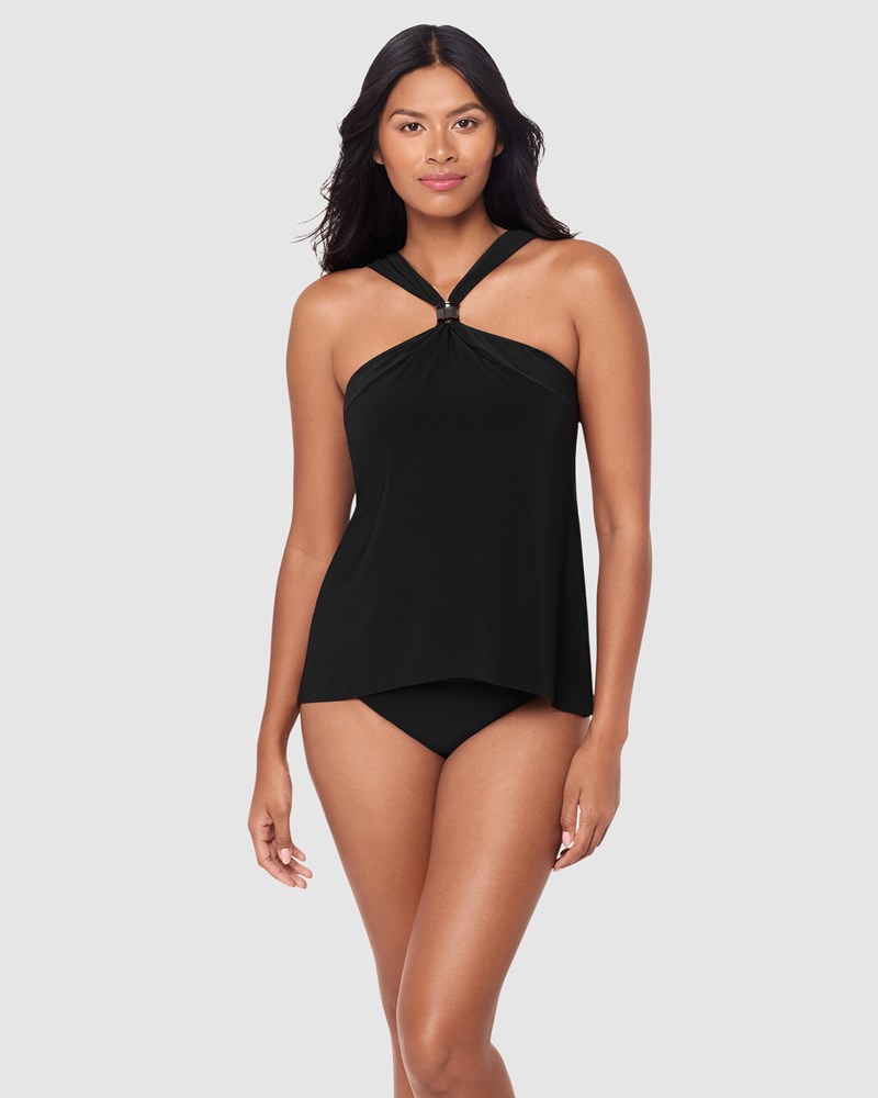 Magicsuit Faye Floaty High Neck Hidden Underwire Tankini Top Black - Image 3
