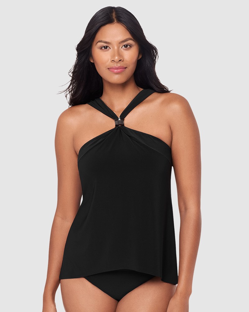 Magicsuit Faye Floaty High Neck Hidden Underwire Tankini Top Black - Image 2